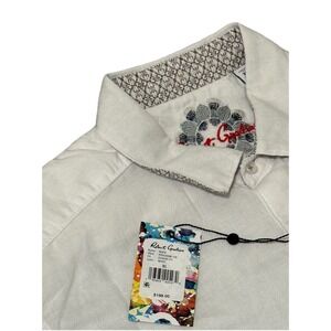 NWT Robert Graham XL White Linen Blend Classic Fit Borsi Short Sleeve‎ Shirt